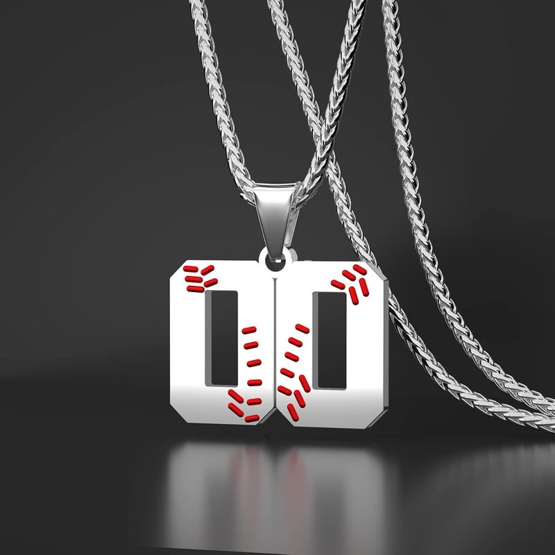 Wikavanli Personalized Baseball Jersey Number 00-99 Necklace - Stainless Steel Baseball Chain Pendant Necklace - Team Jewelry Gift for Boys, Girls, Men, Women - Image 2